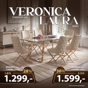 Veronica trpezarijski stol i Laura trpezarijske stolice